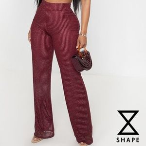 NWT- Shape Red Stripe Glitter Mesh Wide Leg Pants